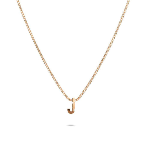 Initials Brick Alphabet Letter Necklace Rose Gold Layered Steel Jewellery